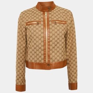 Gucci Jacket Brown GG Brown Cotton Canvas Zip-Up size 40